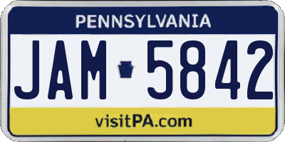 PA license plate JAM5842