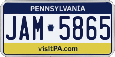 PA license plate JAM5865