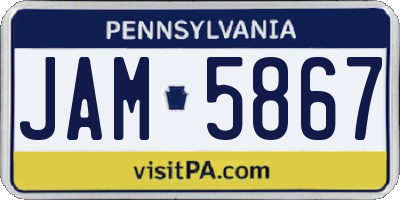 PA license plate JAM5867