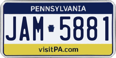 PA license plate JAM5881