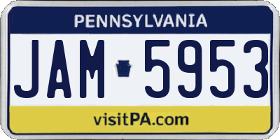 PA license plate JAM5953