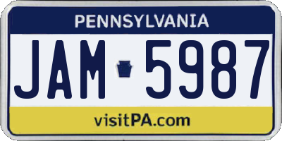 PA license plate JAM5987