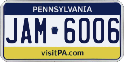 PA license plate JAM6006