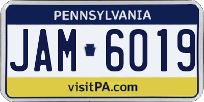PA license plate JAM6019