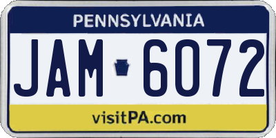 PA license plate JAM6072