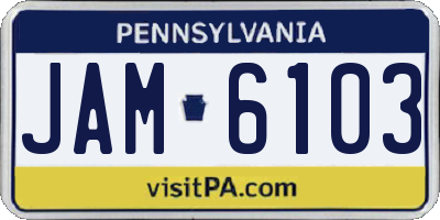 PA license plate JAM6103