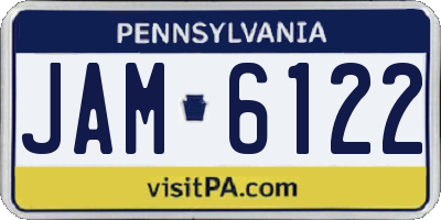 PA license plate JAM6122