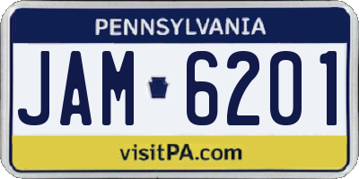 PA license plate JAM6201