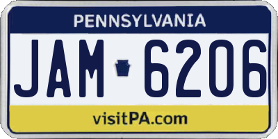 PA license plate JAM6206