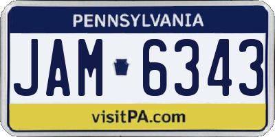 PA license plate JAM6343