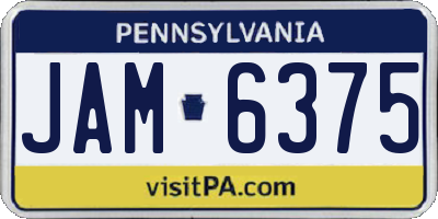 PA license plate JAM6375