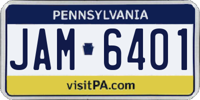 PA license plate JAM6401