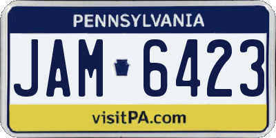 PA license plate JAM6423