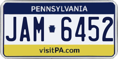PA license plate JAM6452