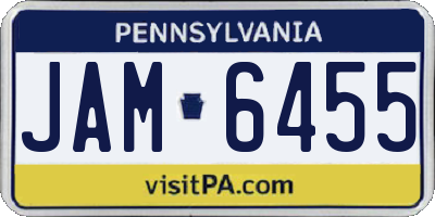 PA license plate JAM6455