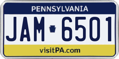 PA license plate JAM6501