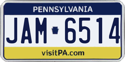 PA license plate JAM6514