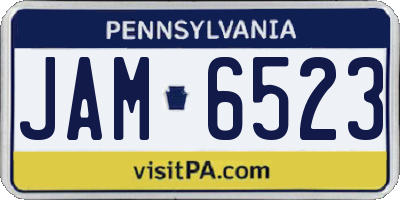 PA license plate JAM6523