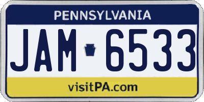 PA license plate JAM6533
