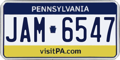 PA license plate JAM6547