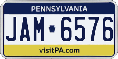 PA license plate JAM6576
