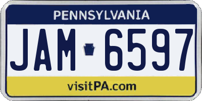 PA license plate JAM6597
