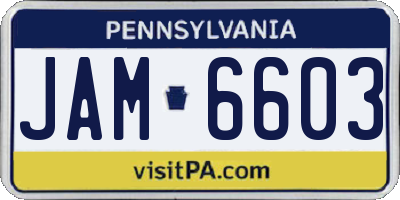PA license plate JAM6603