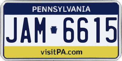 PA license plate JAM6615