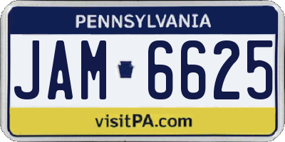 PA license plate JAM6625