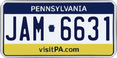 PA license plate JAM6631
