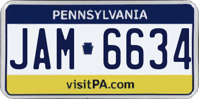 PA license plate JAM6634