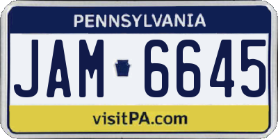 PA license plate JAM6645