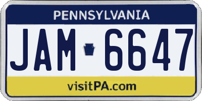 PA license plate JAM6647