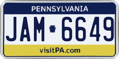 PA license plate JAM6649