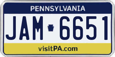PA license plate JAM6651