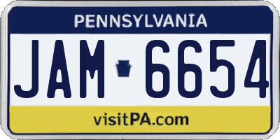 PA license plate JAM6654