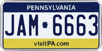 PA license plate JAM6663