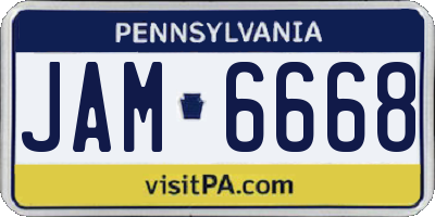 PA license plate JAM6668
