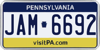 PA license plate JAM6692