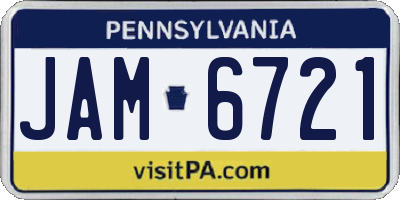 PA license plate JAM6721