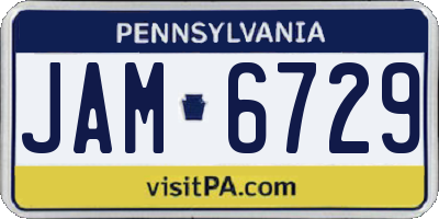 PA license plate JAM6729