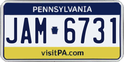 PA license plate JAM6731