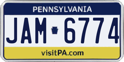 PA license plate JAM6774