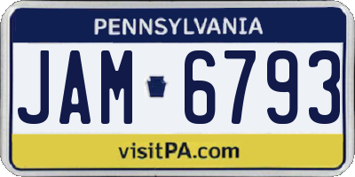 PA license plate JAM6793