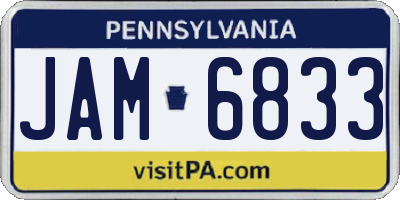 PA license plate JAM6833