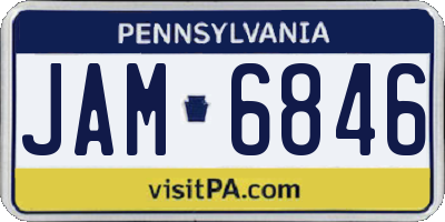 PA license plate JAM6846