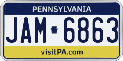 PA license plate JAM6863