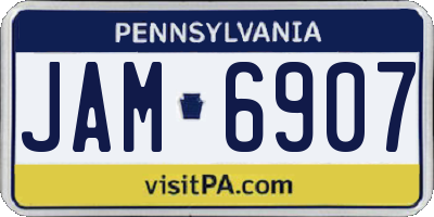 PA license plate JAM6907