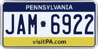 PA license plate JAM6922