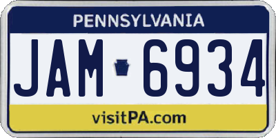 PA license plate JAM6934